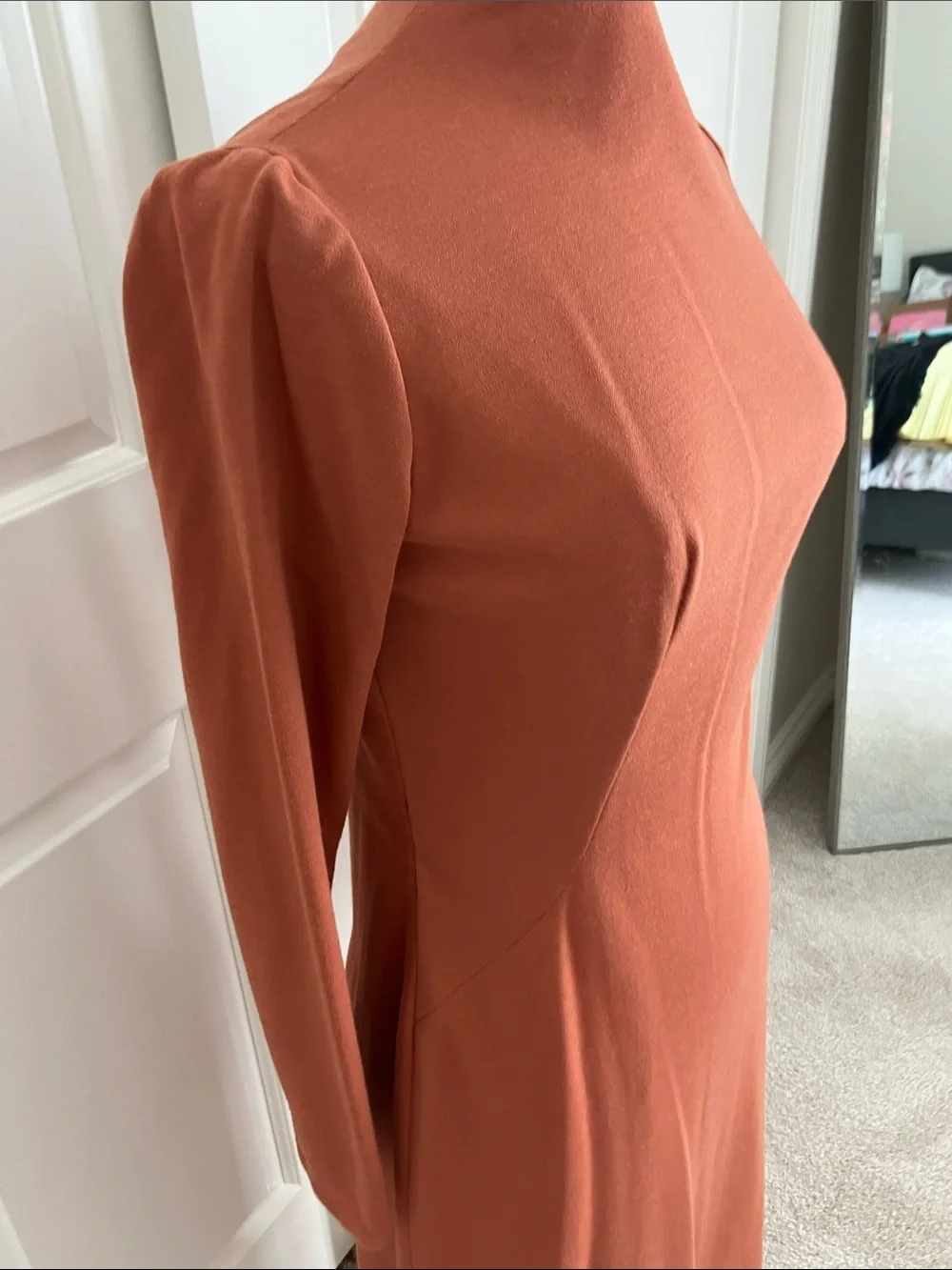 VTG Women's Rust Midi Dress with Black Fringe Shawl